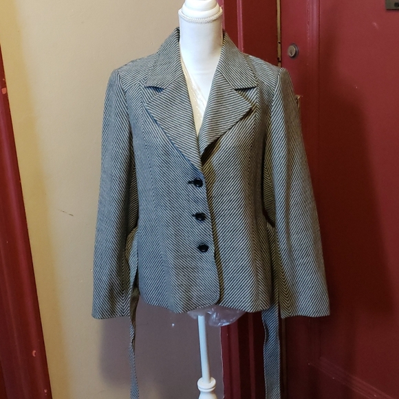 Talbots Ladies Black/Gray Stripe Jacket Size 12 - Picture 12 of 16